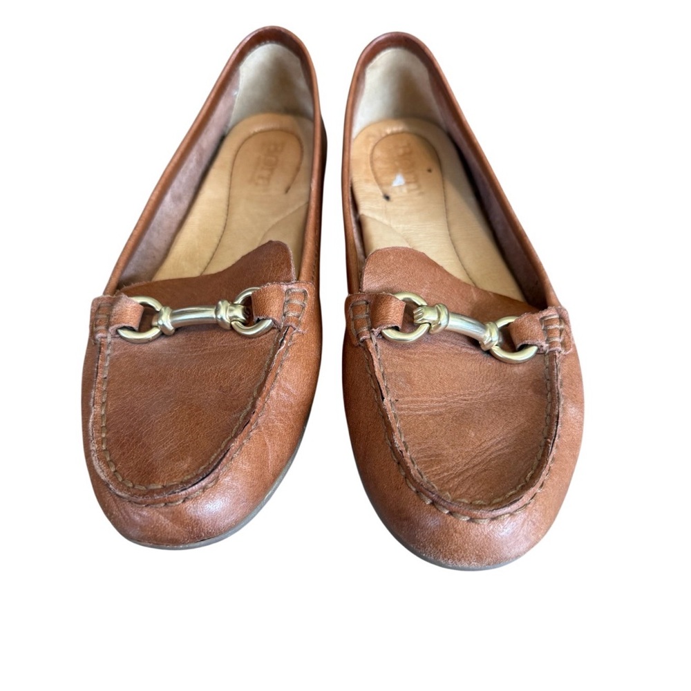 Born Brown Leather Driving Loafers 7.5 Horsebit Comfort Flats - Picture 2 of 10
